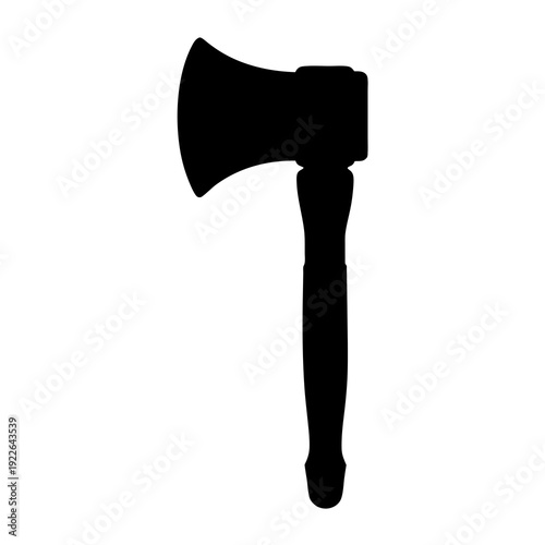 Simple black axe silhouette on a white background, tool for chopping