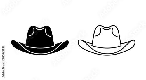 Two western hats, one black and one white, isolated on white background Vector
