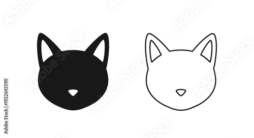 Black and white cat faces, minimalist cat silhouettes, vector cat design Vector