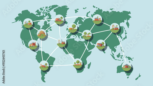Global Network Connection Map Illustration.