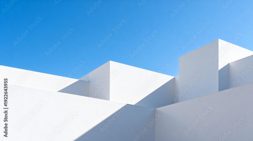 Fototapeta premium Minimalist White Building with Clear Blue Sky