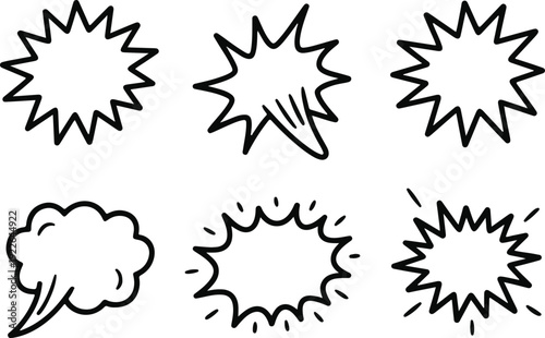 Set of colorful vector icons with ink blots leaves stars flowers and sun elements