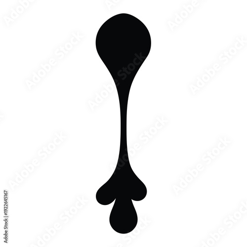 Abstract black glyph of fluid form with rounded elements on white