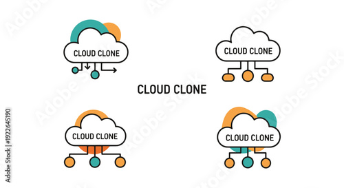 Cloud Clone Line art minimal bold color illustration
