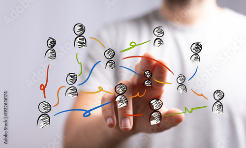Person interacts with visua...