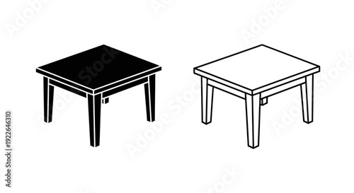 Modern black and white coffee table set, minimalist design, living room furniture Vector