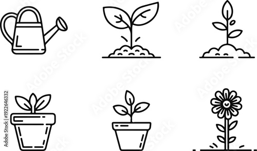 Black vector nature icon set with floral leaves flowers and tribal elements