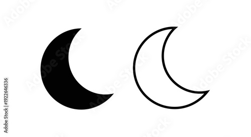 Crescent moon design, minimalist moon illustration, simple moon graphics Vector