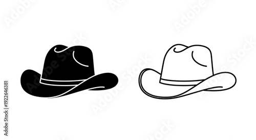 Two different cowboy hats design, illustration, vector, art, style, western, outfit, fashion Vector