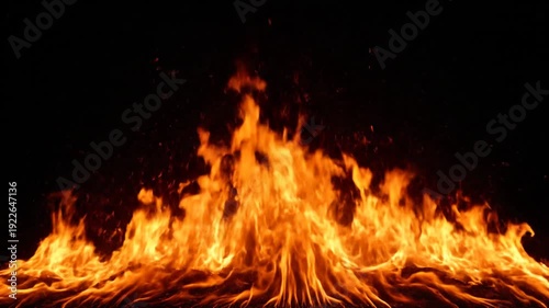 Vibrant Orange Flames Dancing Against a Deep Black Background.