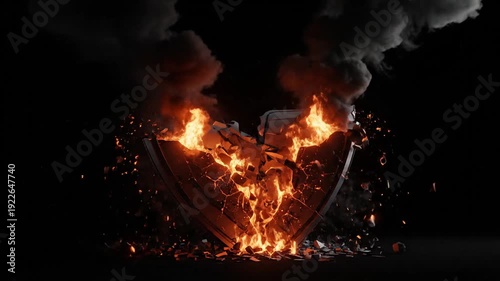 Fiery Explosion of a Broken Light Bulb in Darkness.