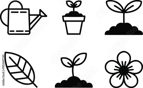 Black vector icon set featuring nature and holiday symbols