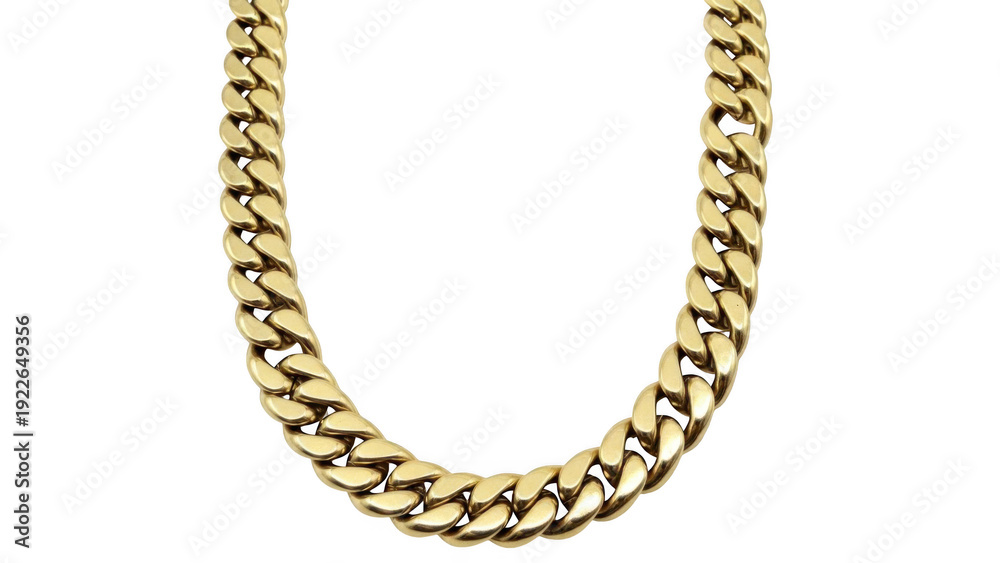 Obraz premium Gold cuban link chain isolated on transparent background