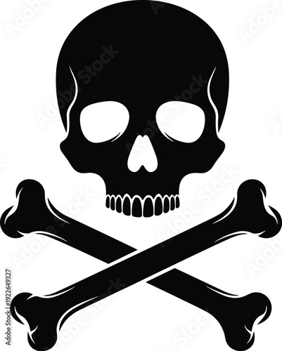 Skull and crossbones isolated on white background, a classic symbol of danger, death, and piracy, often used in warning signs and as a halloween decoration