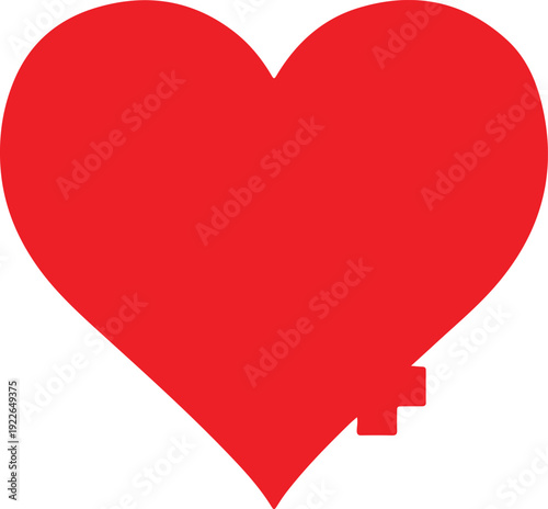 A broken red heart isolated on transparent background