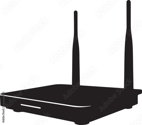 Black wireless router isolated on transparent background
