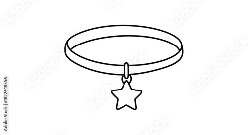 Minimalist Star Pendant Choker Necklace Line Art Illustration
