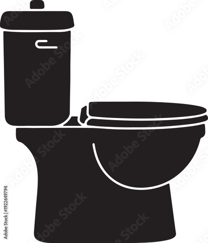 Black toilet silhouette isolated on transparent background