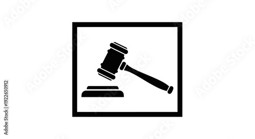 Gavel Icon in Square Frame, isolated white background.