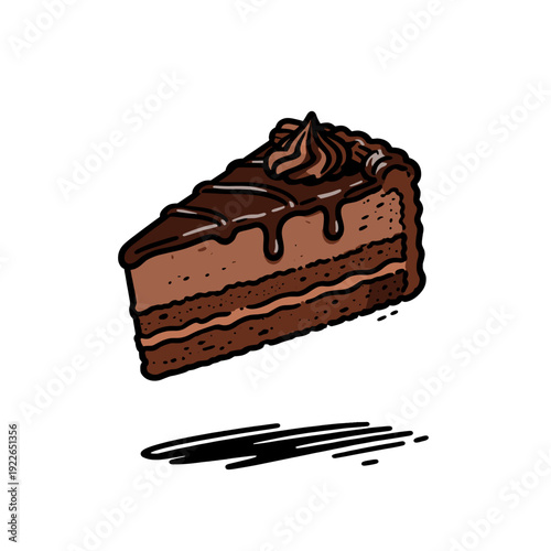 [Vector EPS]A delicious slice of chocolate cake with rich layers and chocolate drizzle