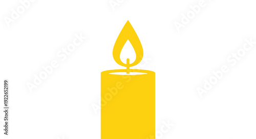 Simple yellow candle with a bright burning flame.