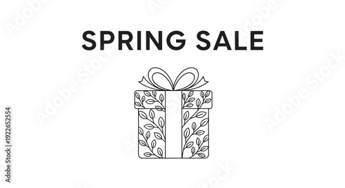 Spring Sale Promotion with Gift Box Icon and Floral Design