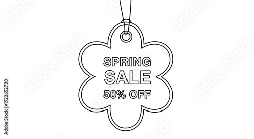 Spring Sale Tag - 50% Off Flower Shape Design