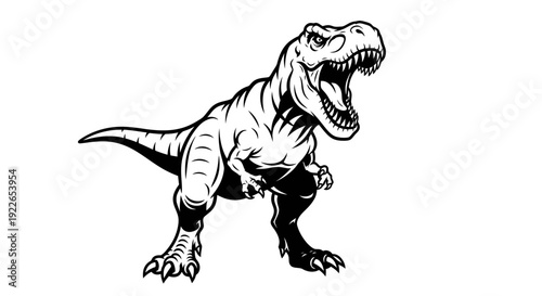 Fierce Tyrannosaurus Rex dinosaur standing aggressively