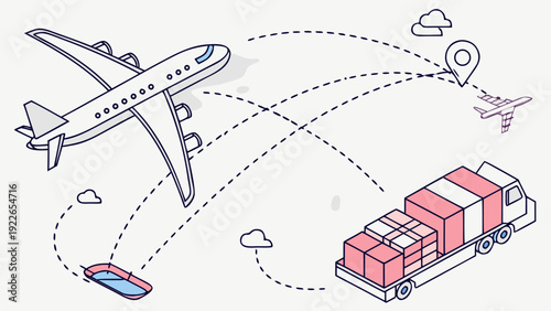 Efficient global delivery network with airplane, truck, and boat