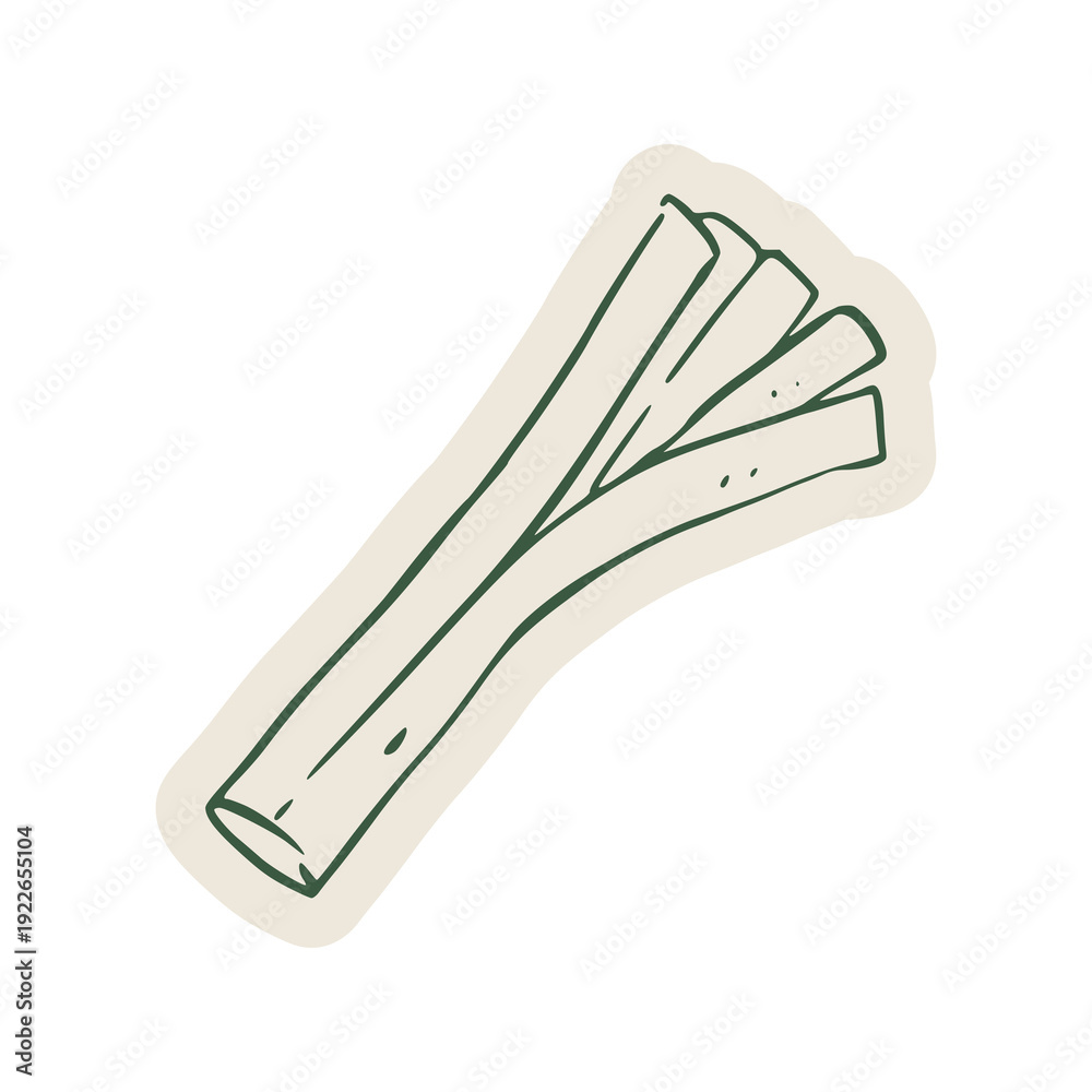 Obraz premium Minimal hand drawn celery illustration with clean outlines. Perfect for vegetable visuals, menu graphics, packaging design, and healthy lifestyle themes.