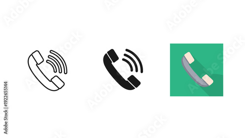 Three different phone icons are shown side by side Vector