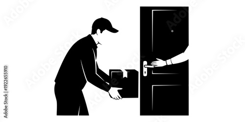 Contactless Home Delivery Handoff Silhouette