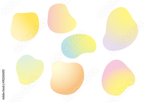  丸い曲線フォルムのグラデーションフレームセット、イエロー、ブルー、パープル、ピンク