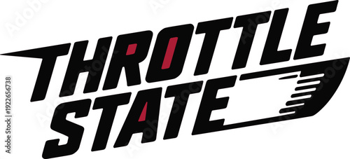 Throttle state bold black text with red accents and speed lines