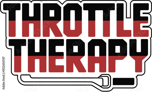 Throttle therapy text logo with motorcycle throttle and checkered pattern