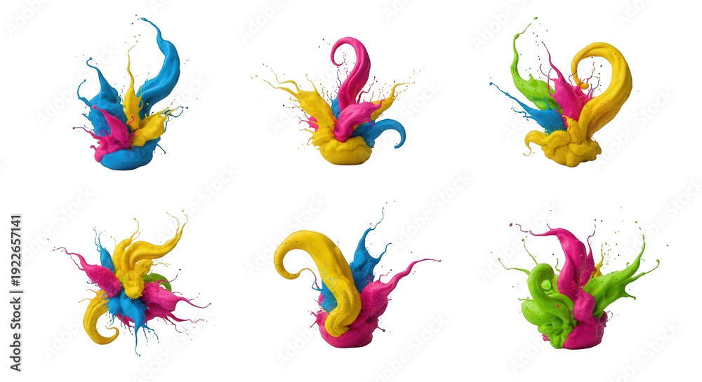 Obraz premium paint explosions vibrant colors erupting on a white backdrop creative designs and artistic projects
