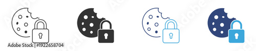 Locked Cookies Icon. Website Privacy and Data Protection Symbol. Secure Internet and User Consent Concept, Vector Illustration.