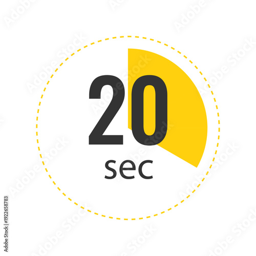 20 seconds timer icon for countdown and duration measurement