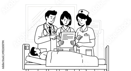 Medical Team Discussing Patient Case in Hospital Room
