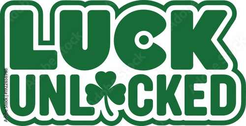 Luck unlocked text with shamrock for st patricks day celebration