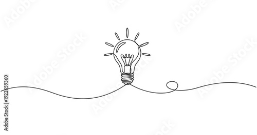 Continuous line drawing of light bulb symbolizing bright ideas and innovation. no editable stroke