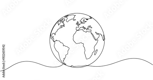 Continuous line drawing of earth globe on white background. no editable stroke