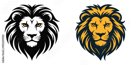 Lion head vector illustration wild animal tattoo logo icon