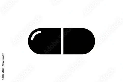 Medical Remedy Icon: A minimalist icon of a black pill, representing healthcare, medication, and treatment, conveys the essence of wellness and medical solutions.