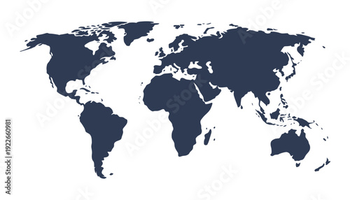 World map vector blue blank flat earth globe design