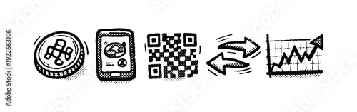 Hand-drawn style stacked blocks or cubes icon representing data or building, isolated on white background.