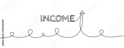 Rising income concept: arrow illustrating financial growth. No editable stroke