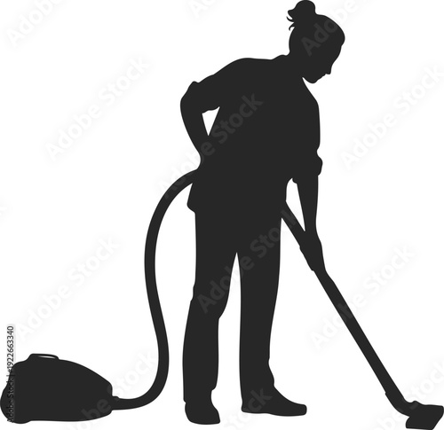 Cleaner Mopping Floor Silhouette Cleaning Service Concept