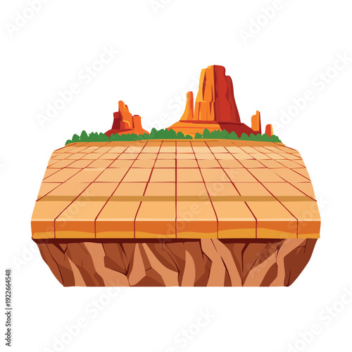 Desert landscape illustration with rock formations and terrain
