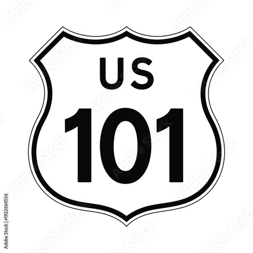 U.S. Route 101 road sign classic shield highway marker design